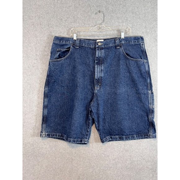 VINTAGE Wrangler Denim Carpenter Painter Jean Baggy Shorts Men Size 42 Blue Y2K - Picture 10 of 13